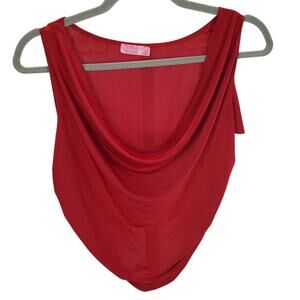 Mistyrose Red Sheer Cowl Neck Sleeveless Crop Top M